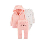 3pcs Newborn Baby Clothes Hooded Sweater