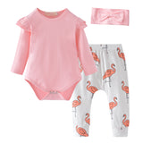 3 Pcs Newborn Baby Clothes (Flamingo)