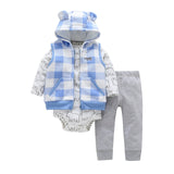 Deer Coat+Cotton Romper+Full Length Pants 3Pcs Sets