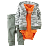 Deer Coat+Cotton Romper+Full Length Pants 3Pcs Sets