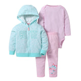 Deer Coat+Cotton Romper+Full Length Pants 3Pcs Sets