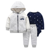 Deer Coat+Cotton Romper+Full Length Pants 3Pcs Sets