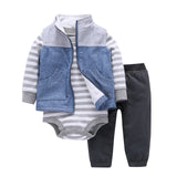 Deer Coat+Cotton Romper+Full Length Pants 3Pcs Sets